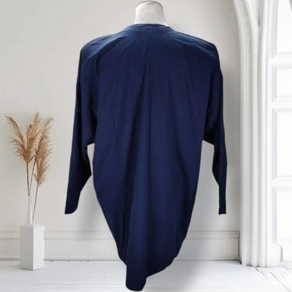 Vintage 80s Wearable Art Top Navy Woman Face Rhinestone Cotton Tunic XL USA - Picture 5 of 10